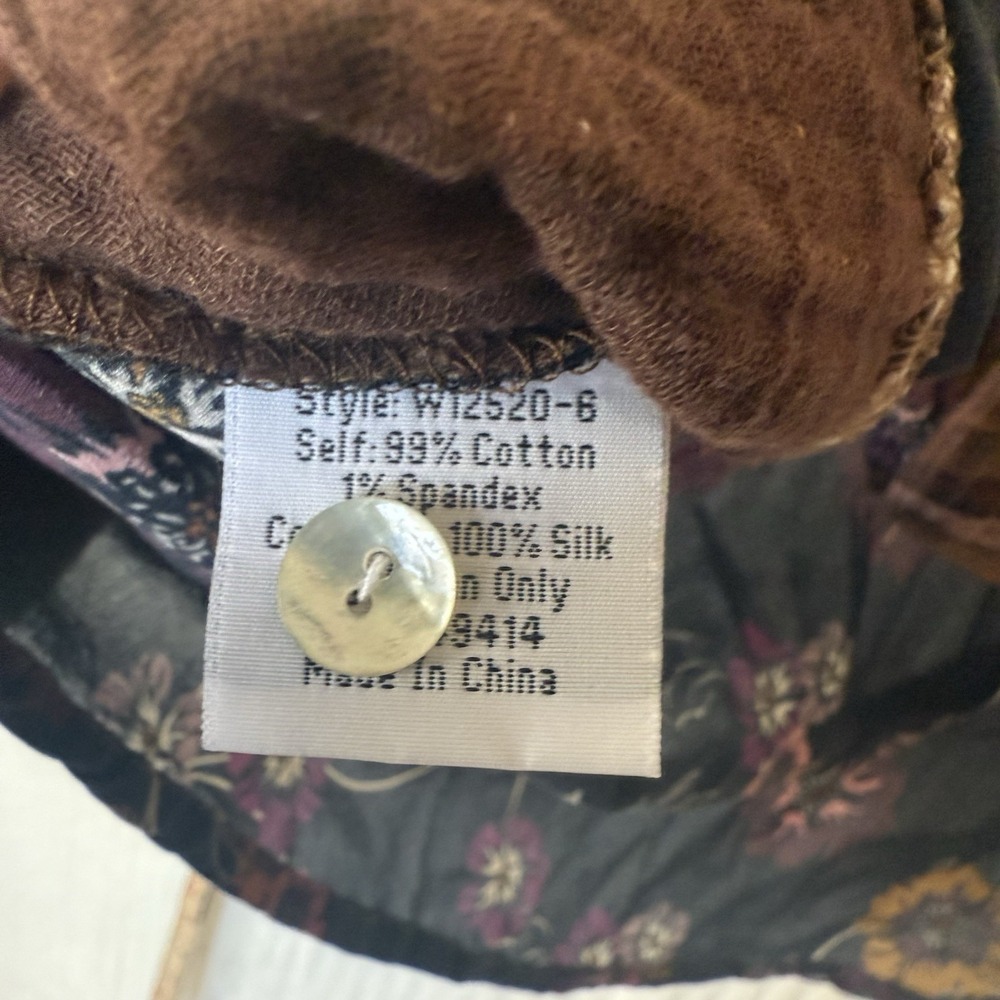 JOHNNY WAS Workshop Plaid Mix Floral Leopard Button Up Shirt Size XS Cotton Silk - Picture 7 of 10
